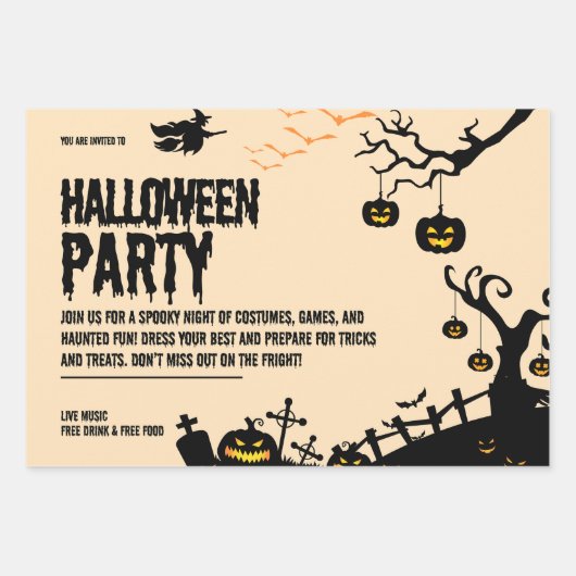 Spooky Halloween Party Nodig Design uit Inpakpapier Vel (Voorkant 2)