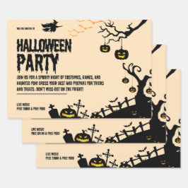Spooky Halloween Party Nodig Design uit Inpakpapier Vel