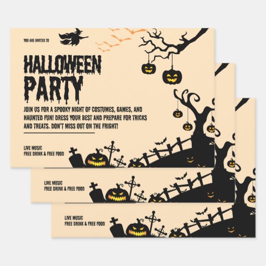 Spooky Halloween Party Nodig Design uit Inpakpapier Vel (Set)