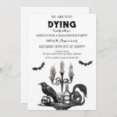 Spooky Halloween Party - Raven, Skull & Bats Kaart (Voorkant / Achterkant)