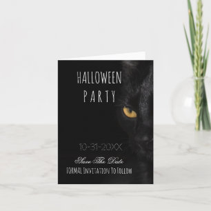 Spooky Halloween Party Save the Date Black Cat Aankondiging