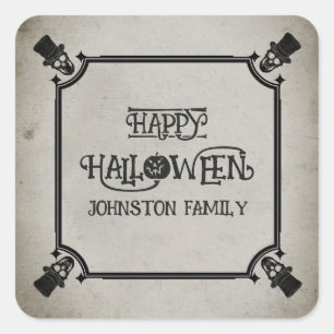 Spooky Halloween Party  Skull Skelet Vierkante Sticker