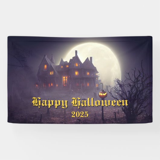 Spooky Halloween Party Spandoek (Horizontaal)