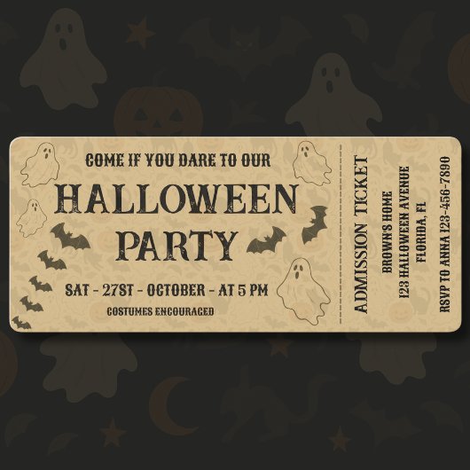 Spooky Halloween Party Ticket Kaart