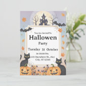 Spooky Halloween Party Uitnodiging | Bewerkbare te (Staand voorkant)
