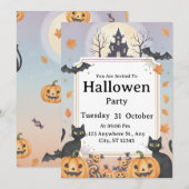 Spooky Halloween Party Uitnodiging | Bewerkbare te (Voorkant / Achterkant)