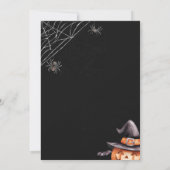 Spooky Halloween Party Zwart Sinaasappel Uitnodigi Kaart (Achterkant)