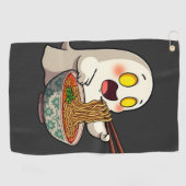 Spooky Halloween Pastel Kawaii Ghost Eating Ramen Golfhanddoek (Horizontaal)
