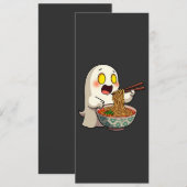 Spooky Halloween Pastel Kawaii Ghost Eating Ramen Save The Date (Voorkant / Achterkant)