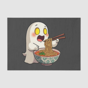 Spooky Halloween Pastel Kawaii Ghost Eating Ramen Tissuepapier