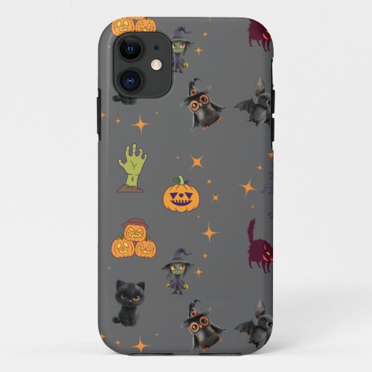 Spooky Halloween patroon met zwarte katten, pompoe Case-Mate iPhone Case (Achterkant)