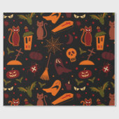 Spooky Halloween Pattern Cadeaupapier (Vlak)