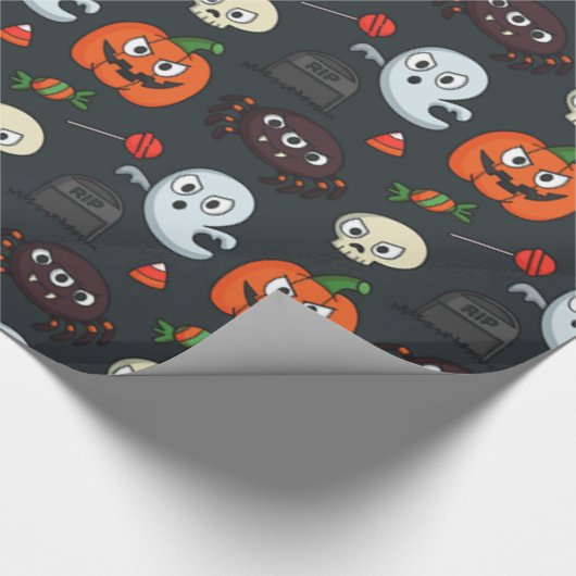 Spooky Halloween Pattern Cadeaupapier (Hoek)