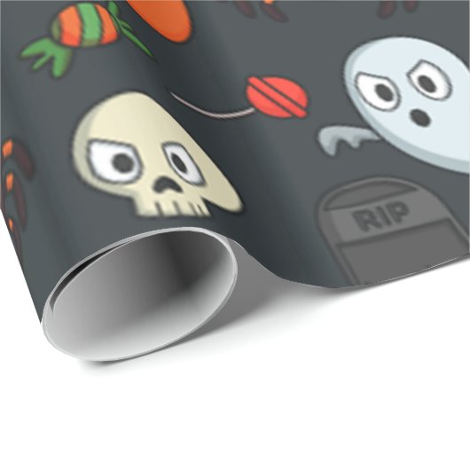 Spooky Halloween Pattern Cadeaupapier (Rol Hoek)