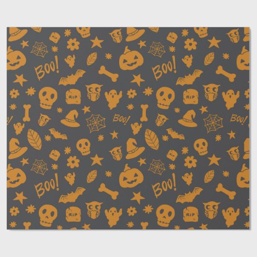 Spooky Halloween Pattern Cadeaupapier (Vlak)