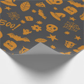 Spooky Halloween Pattern Cadeaupapier (Hoek)