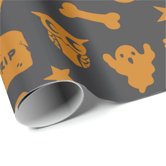 Spooky Halloween Pattern Cadeaupapier (Rol Hoek)