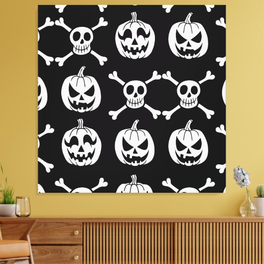 Spooky Halloween Pattern Canvas Afdruk (Insitu (Woonkamer))