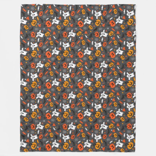 Spooky Halloween Pattern Fleece Blanket (Voorkant)