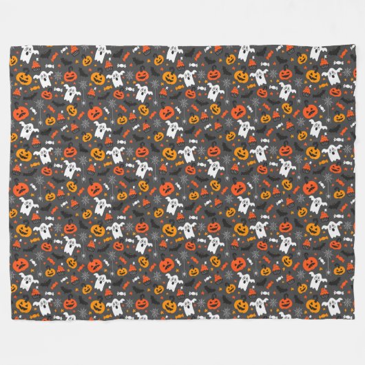 Spooky Halloween Pattern Fleece Blanket (Voorkant (Horizontaal))