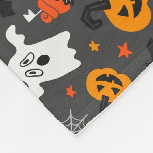 Spooky Halloween Pattern Fleece Blanket (Hoek)
