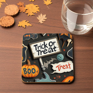 Spooky Halloween Pattern Kartonnen Onderzetters