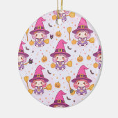 Spooky Halloween Pattern with Pumpkins and witch Keramisch Ornament (Links)