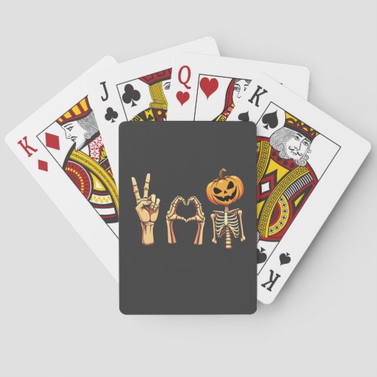 Spooky Halloween Peace Lover Pumpkin Skeleton Pokerkaarten (Achterkant)