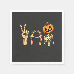 Spooky Halloween Peace Lover Pumpkin Skeleton Servet