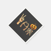 Spooky Halloween Peace Lover Pumpkin Skeleton Servet (Hoek)