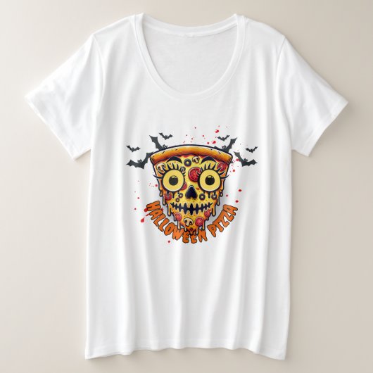 Spooky Halloween Pizza Slice Design Grote Maat T-shirt (Design voorkant)