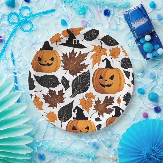 Spooky Halloween Pompoen Carvings Papieren Borden Papieren Bordje (Feest)