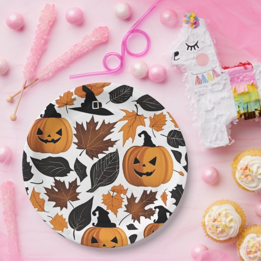 Spooky Halloween Pompoen Carvings Papieren Borden Papieren Bordje (Feest)