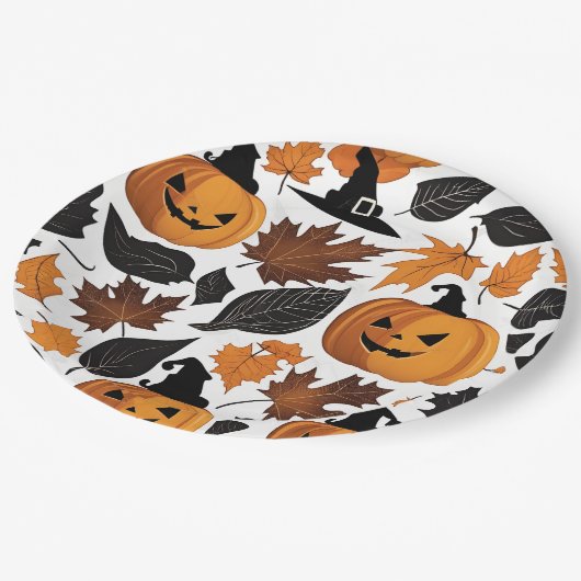 Spooky Halloween Pompoen Carvings Papieren Borden Papieren Bordje (Gekanteld)