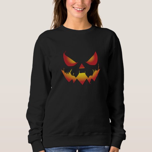 Spooky Halloween pompoen demon gezicht in brand Trui (Voorkant)