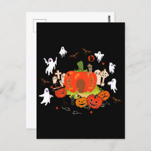 Spooky Halloween Pompoen Graveyard Scene Briefkaart
