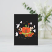 Spooky Halloween Pompoen Graveyard Scene Briefkaart (Staand voorkant)