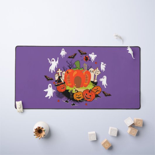 Spooky Halloween Pompoen Graveyard Scene Bureaumat (Kindertafel)