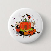 Spooky Halloween Pompoen Graveyard Scene Ronde Button 5,7 Cm (Voorkant)