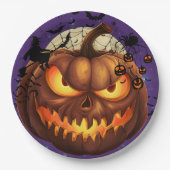 Spooky Halloween pompoen papier Borden 🎃 Papieren Bordje (Voorkant)