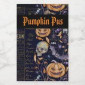  Spooky Halloween Pompoen Pus Wijn Etiket (Enkel label)
