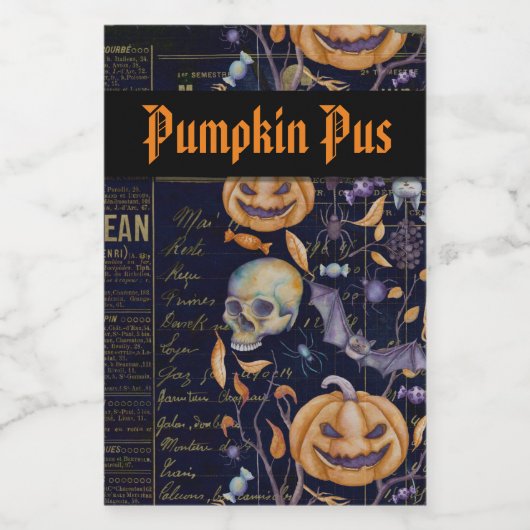 Spooky Halloween Pompoen Pus Wijn Etiket (Enkel label)