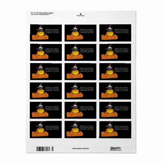 Spooky Halloween pompoen retour adres label (Full Sheet)