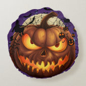 Spooky Halloween pompoen ronde worp kussen🎃 Rond Kussen (Achterkant)