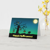 Spooky Halloween pompoenboom - Wenskaart Kaart (Gele Bloem)