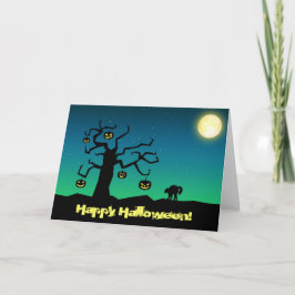 Spooky Halloween pompoenboom - Wenskaart Kaart