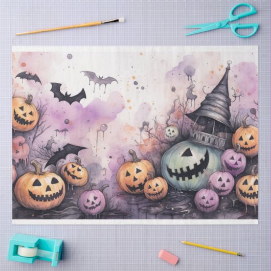 Spooky Halloween pompoenen 1 Decoupage papier (Craft)