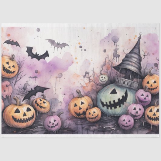 Spooky Halloween pompoenen 1 Decoupage papier (Voorkant)