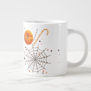 Spooky Halloween pompoenen, Spider Webs Vliegende  Grote Koffiekop