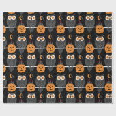 Spooky Halloween pompoenen & uilen Jack-O-lantaarn Cadeaupapier (Vlak)